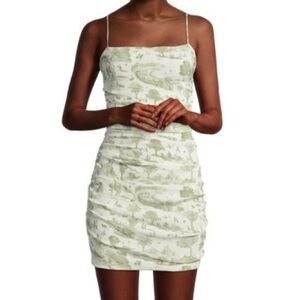 WEWOREWHAT Ronnie Ruched Graphic Print Mini Dress
